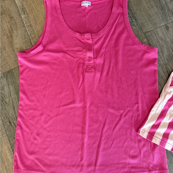 LuLaRoe Pink and White Striped Pajama Set - Picture 2 of 4